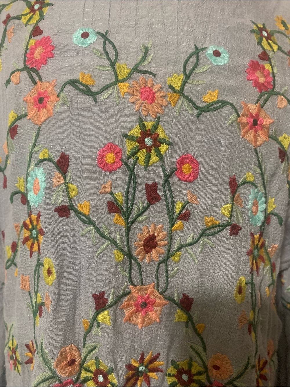 Umgee Blue Floral Boho Embroidered Size Large Babydoll Dress Cotton Blend - Picture 10 of 16